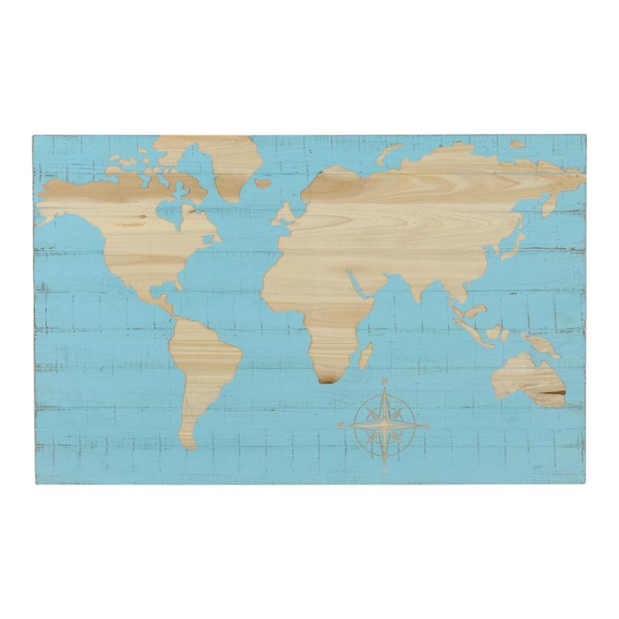 Aspire Home Accents 6213 - Mali Blue World Map Wall Plaque