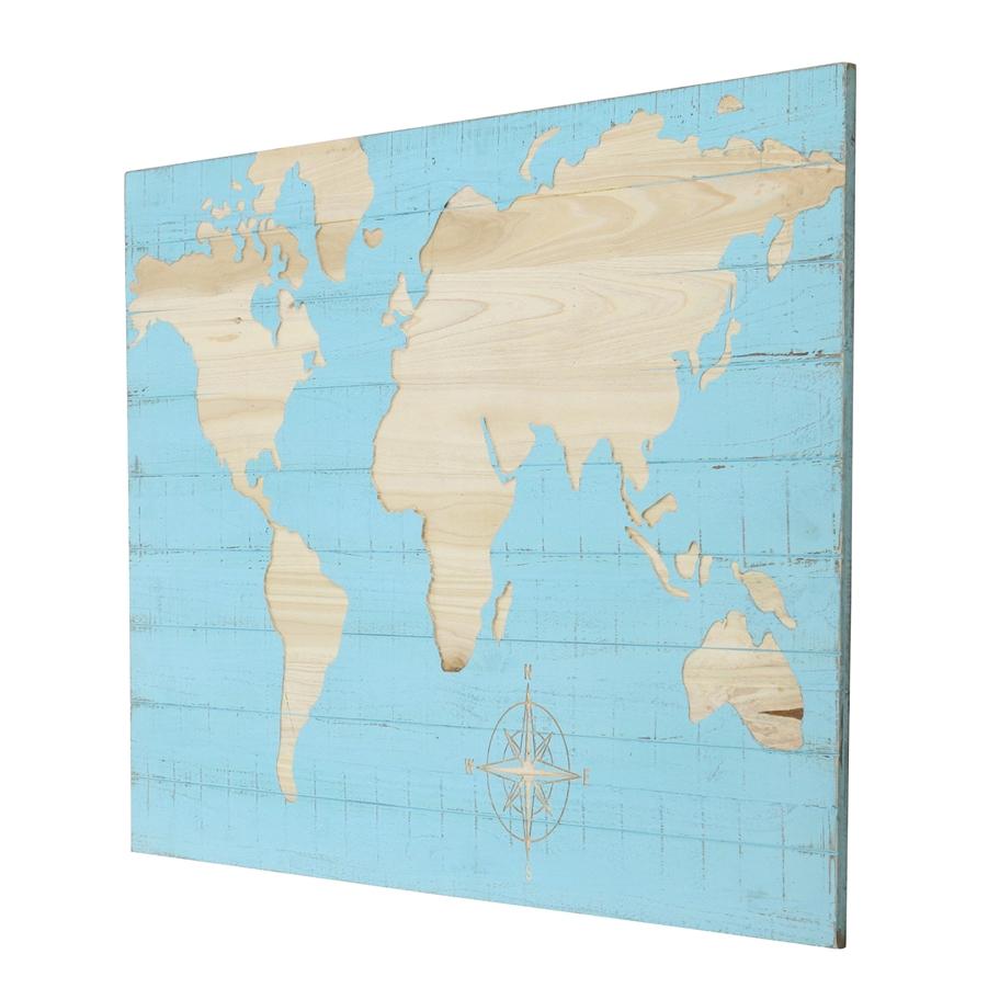 Aspire Home Accents 6213 - Mali Blue World Map Wall Plaque