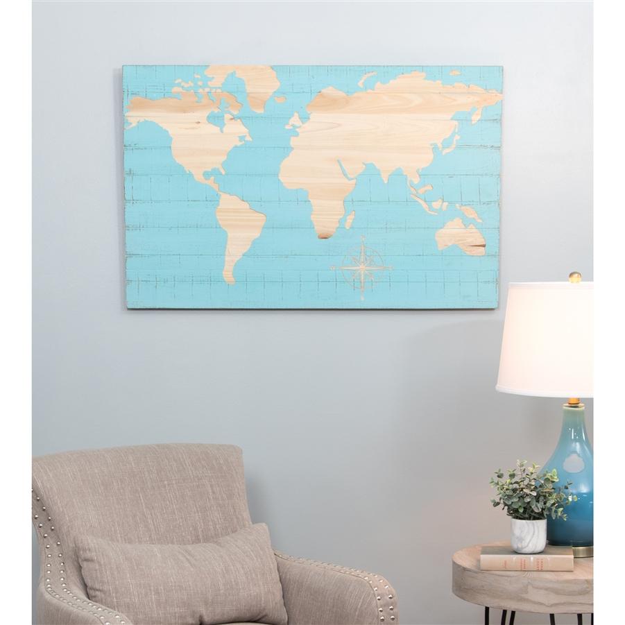 aspire home accents 6213 - Mali Blue World Map Wall Plaque