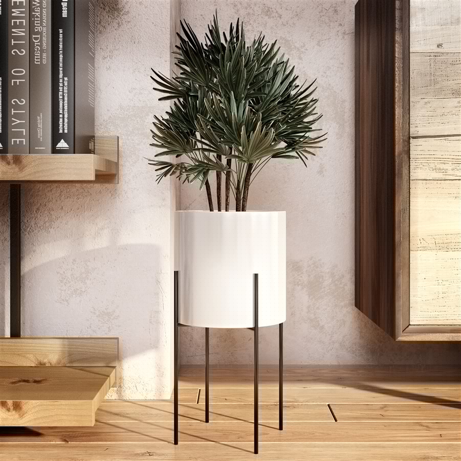 aspire home accents 6527 - Lonnie Mid Century Ceramic Planter - White 16"H