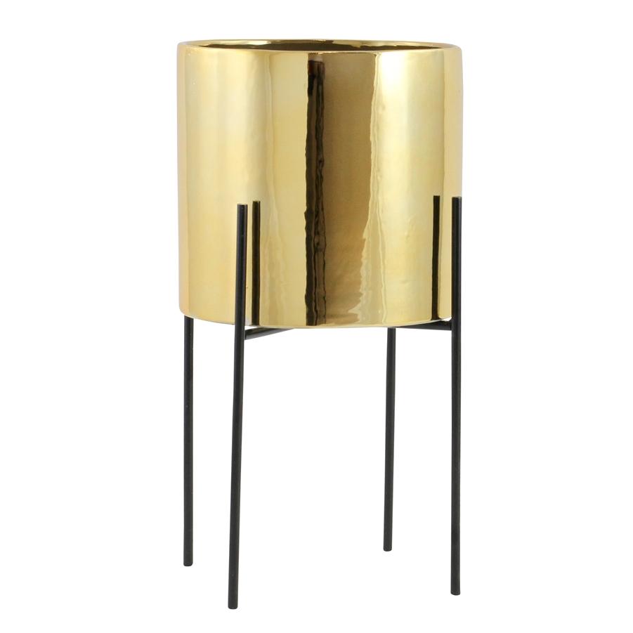 Aspire Home Accents 6541 - Lonnie Mid Century Ceramic Planter - Gold 16"H