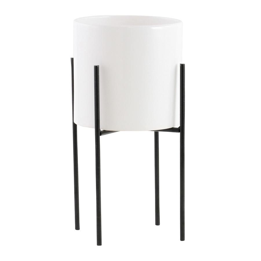 Aspire Home Accents 6589 - Lonnie Mid Century Ceramic Planter - White 13"H