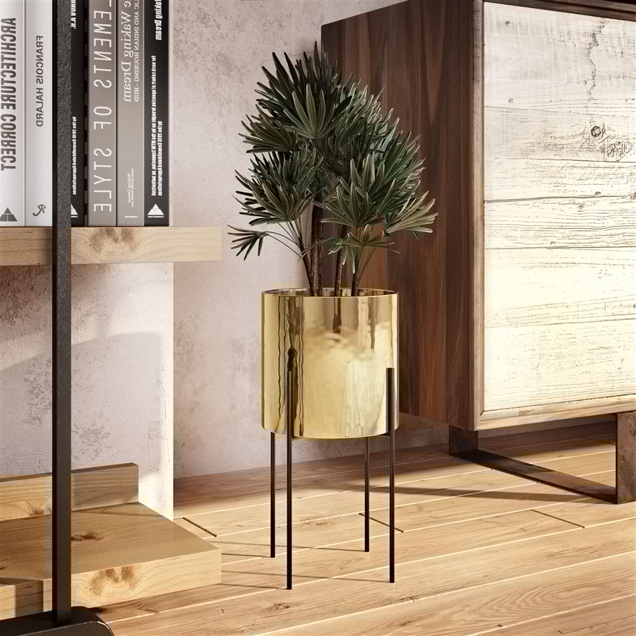 Aspire Home Accents 6602 - Lonnie Mid Century Ceramic Planter - Gold 13"H