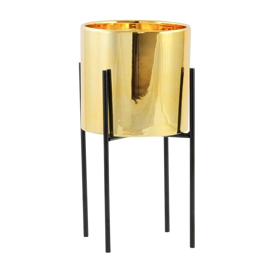 Aspire Home Accents 6602 - Lonnie Mid Century Ceramic Planter - Gold 13"H