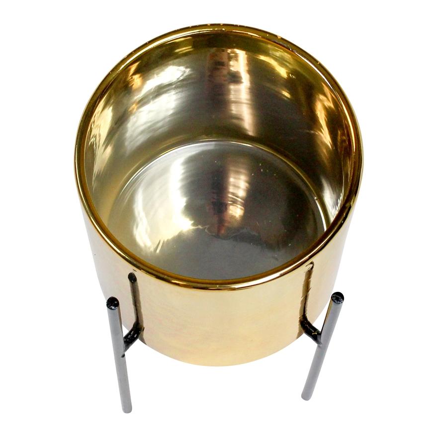 Aspire Home Accents 6602 - Lonnie Mid Century Ceramic Planter - Gold 13"H
