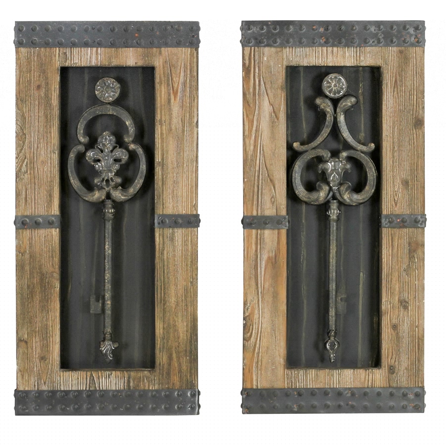 Aspire Home Accents 6840 - Antique Key Wood Wall Decor Set Of 2