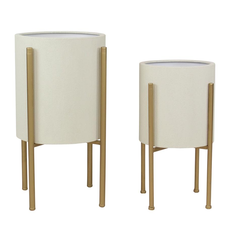 Aspire Home Accents 6855 - Nabila Mid Century Planters Beige (Set Of 2)