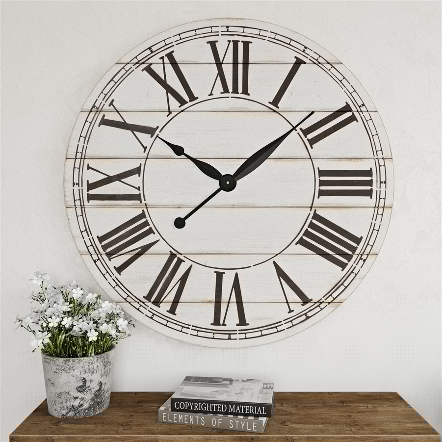 Aspire Home Accents 7005 - Renata Oversize Shiplap Wall Clock
