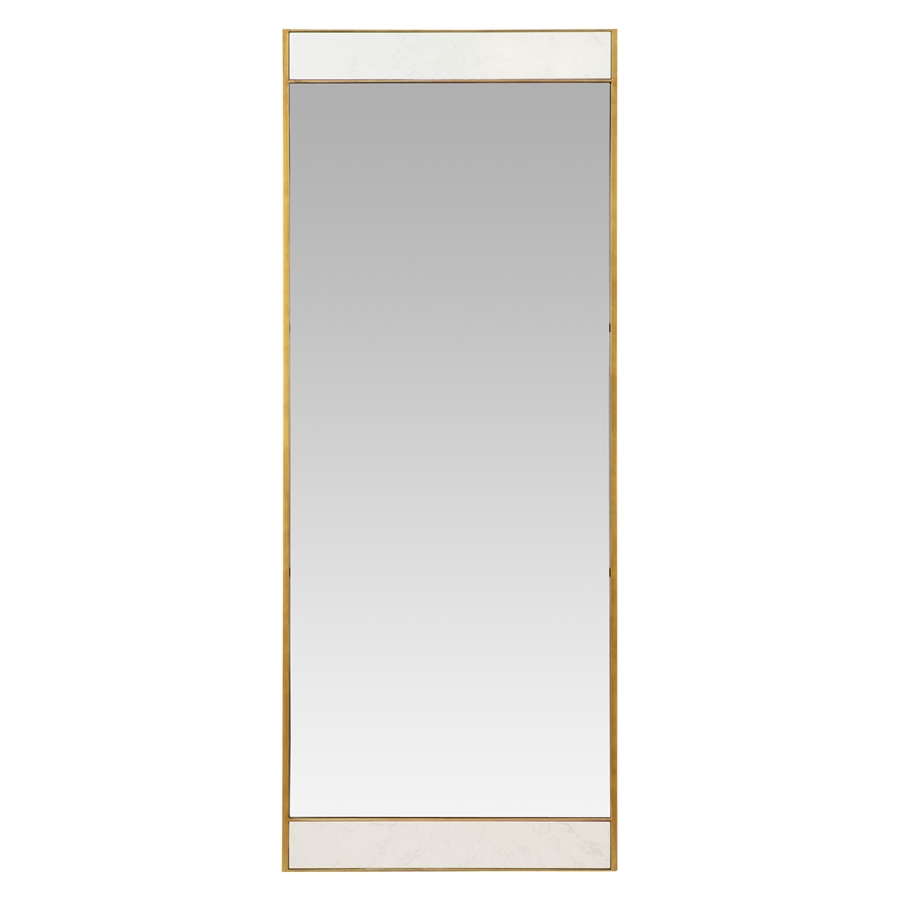 Aspire Home Accents 7685 - Lina Modern Floor Mirror Gold With Marble