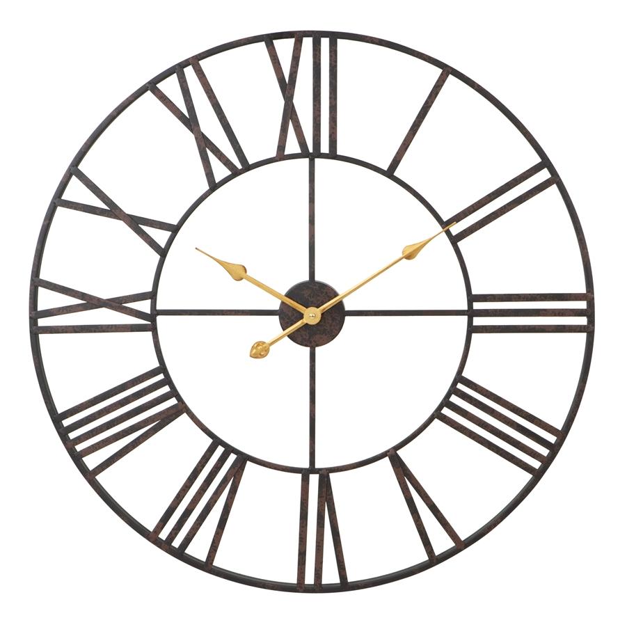 Aspire Home Accents 7852 - Solange Round Metal Wall Clock - 30" Dark Brown