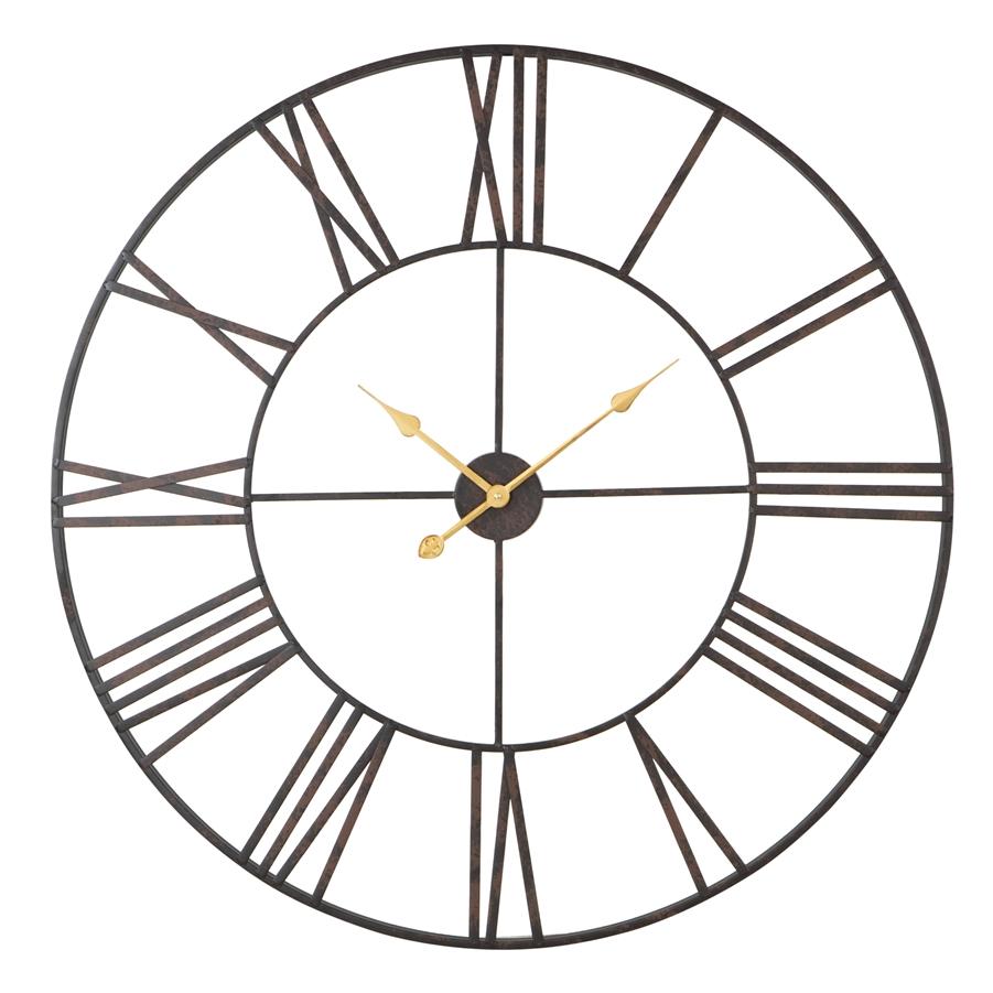 Aspire Home Accents 7869 - Solange Round Metal Wall Clock - 36" Dark Brown