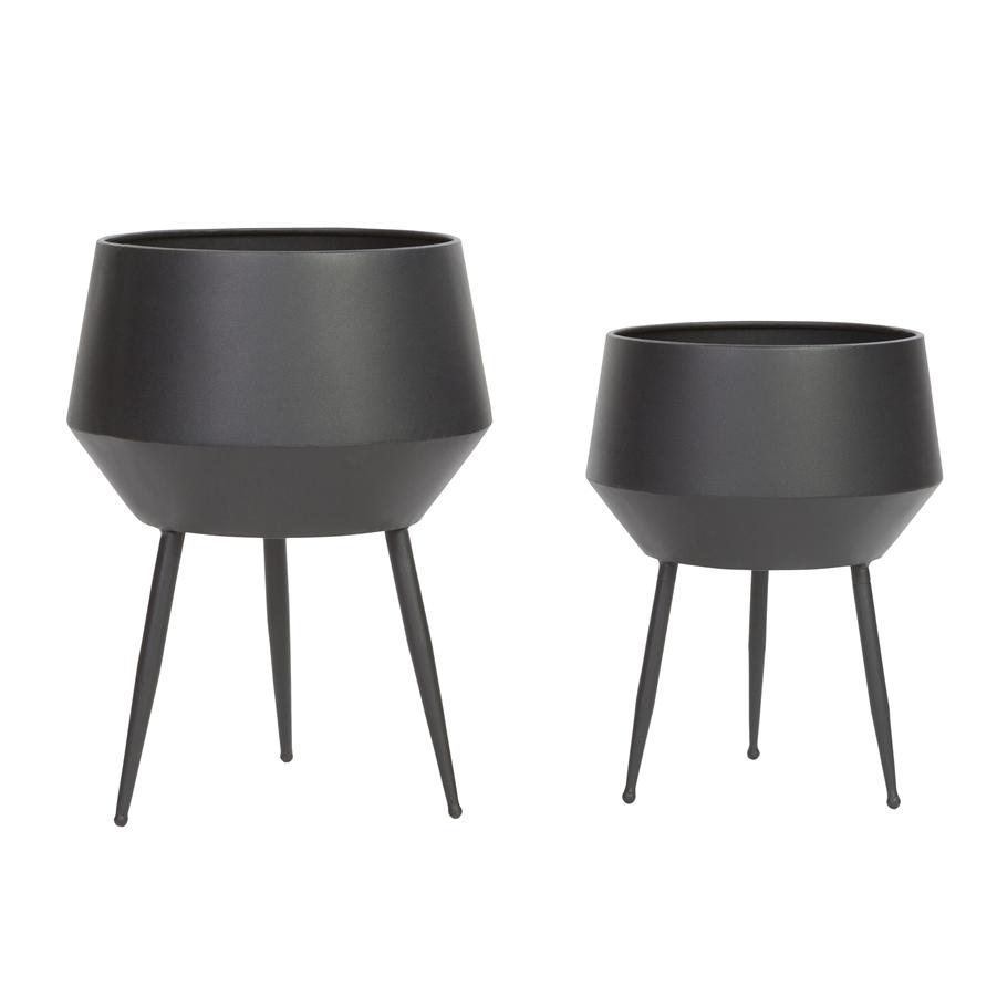 Aspire Home Accents 7913 - Huxley Mid Century Modern Planters - Black (Set Of 2)