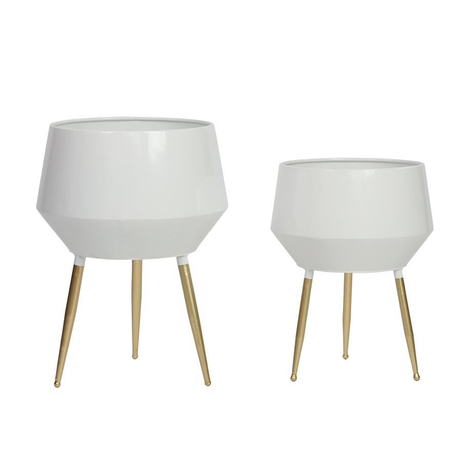 Aspire Home Accents 7920 - Huxley Mid Century Modern Planters - White (Set Of 2)