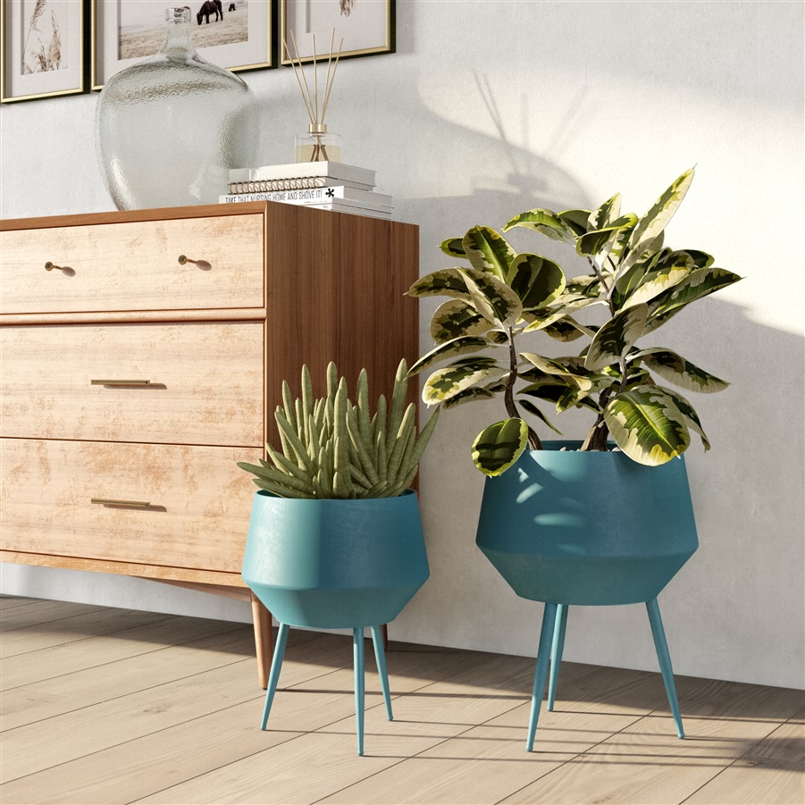 Aspire Home Accents 7937 - Huxley Mid Century Modern Planters - Blue (Set Of 2)