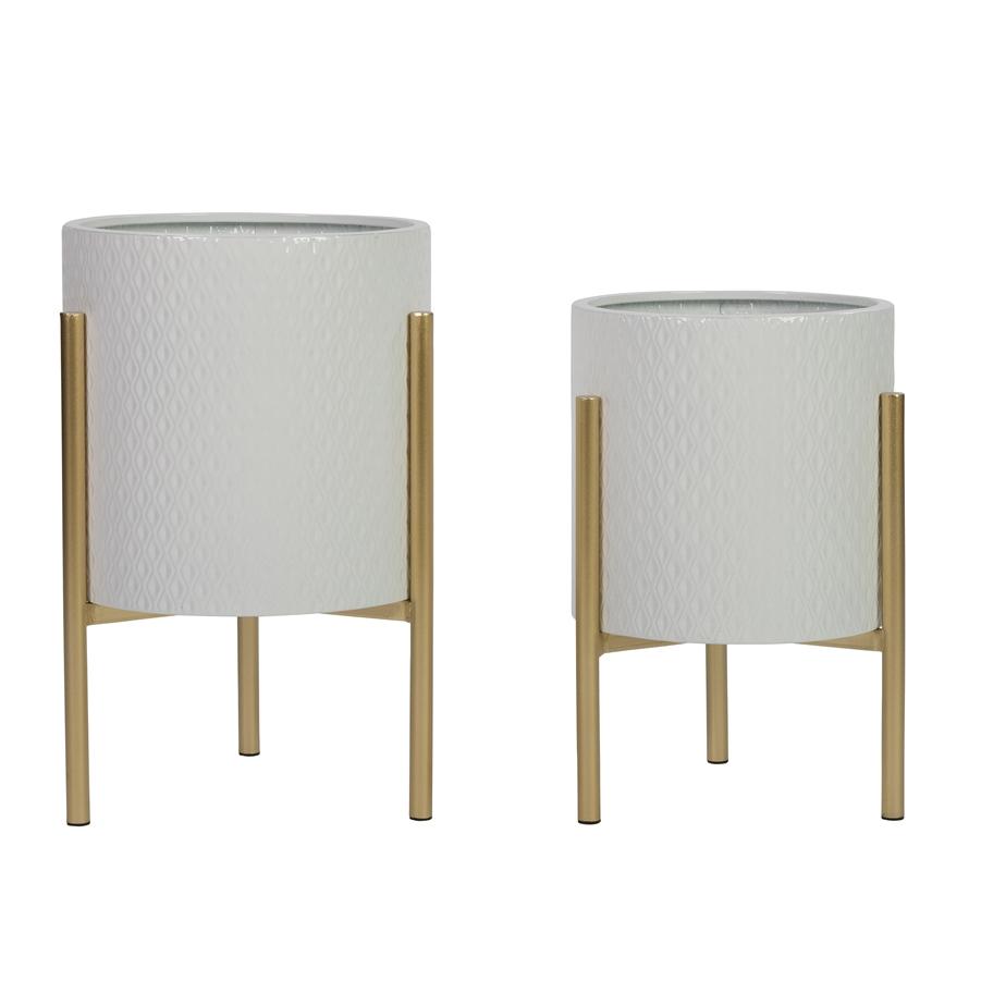 Aspire Home Accents 7944 - Gianna Modern White Planters (Set Of 2)