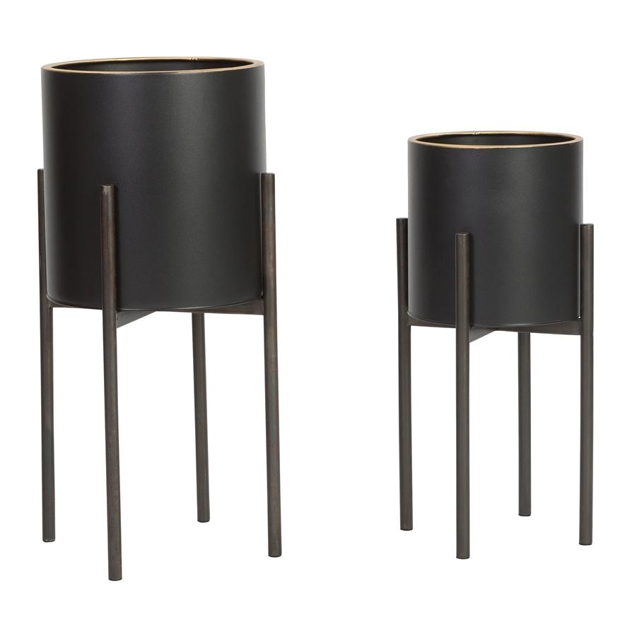 Aspire Home Accents 7975 - Jaxon Modern Black Planters (Set Of 2)