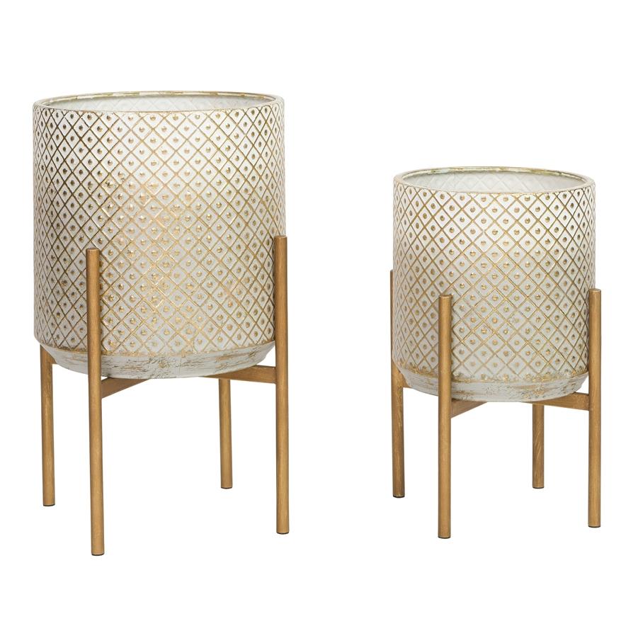 Aspire Home Accents 8095 - Lacey Golden Planters (Set Of 2)
