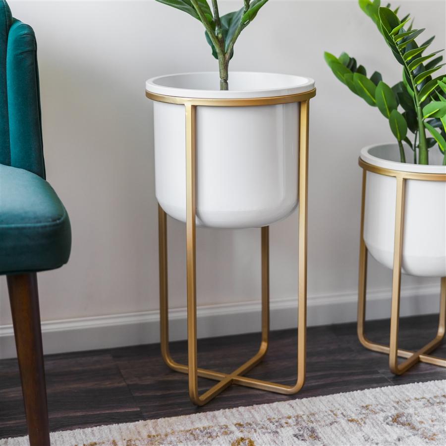 Aspire Home Accents 8224 - Rizzy Mid Century Planters (Set Of 2) - White