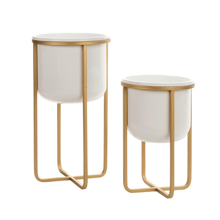 Aspire Home Accents 8224 - Rizzy Mid Century Planters (Set Of 2) - White