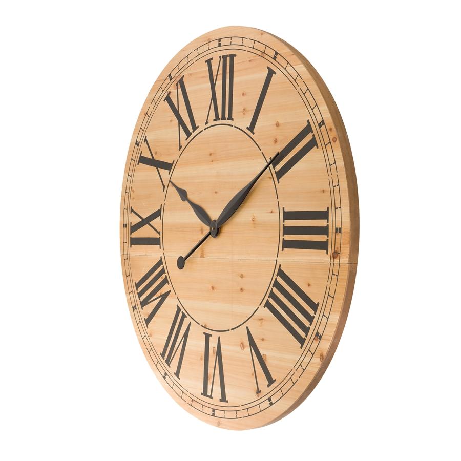 Aspire Home Accents 8231 - Renata Oversize Shiplap Wall Clock - Walnut