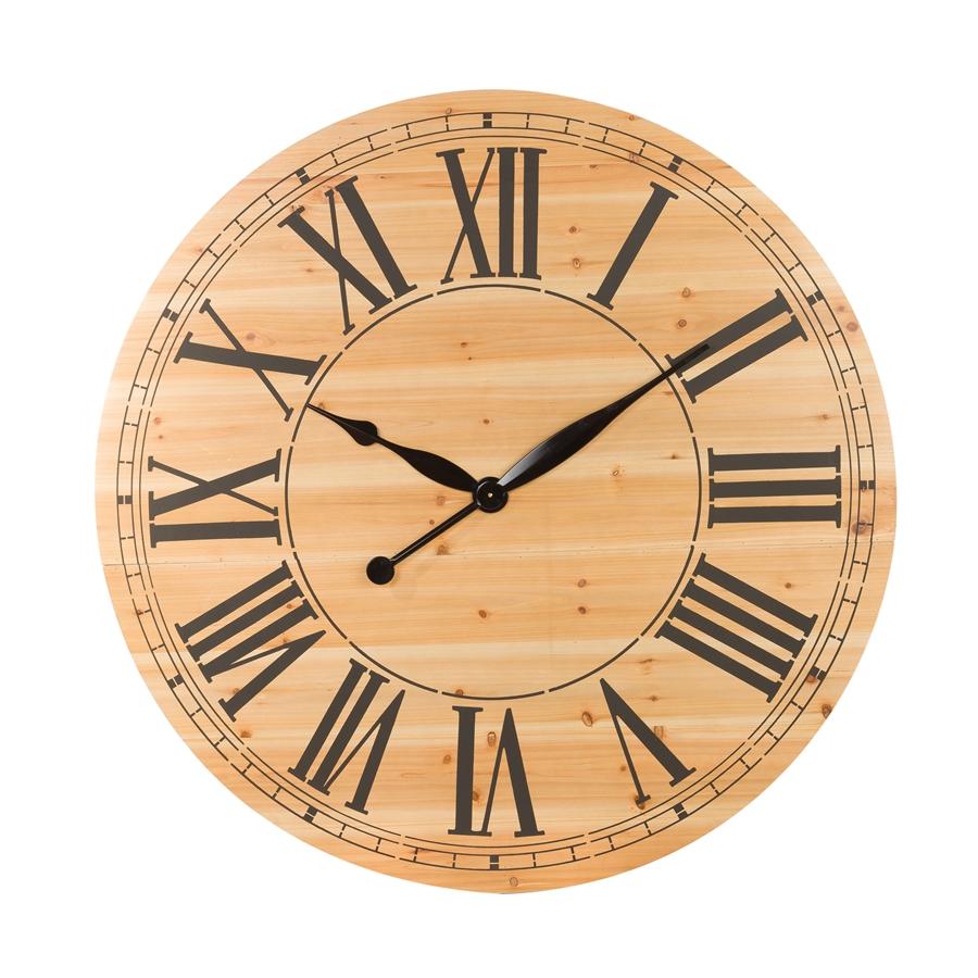 aspire home accents 8231 - Renata Oversize Shiplap Wall Clock - Walnut