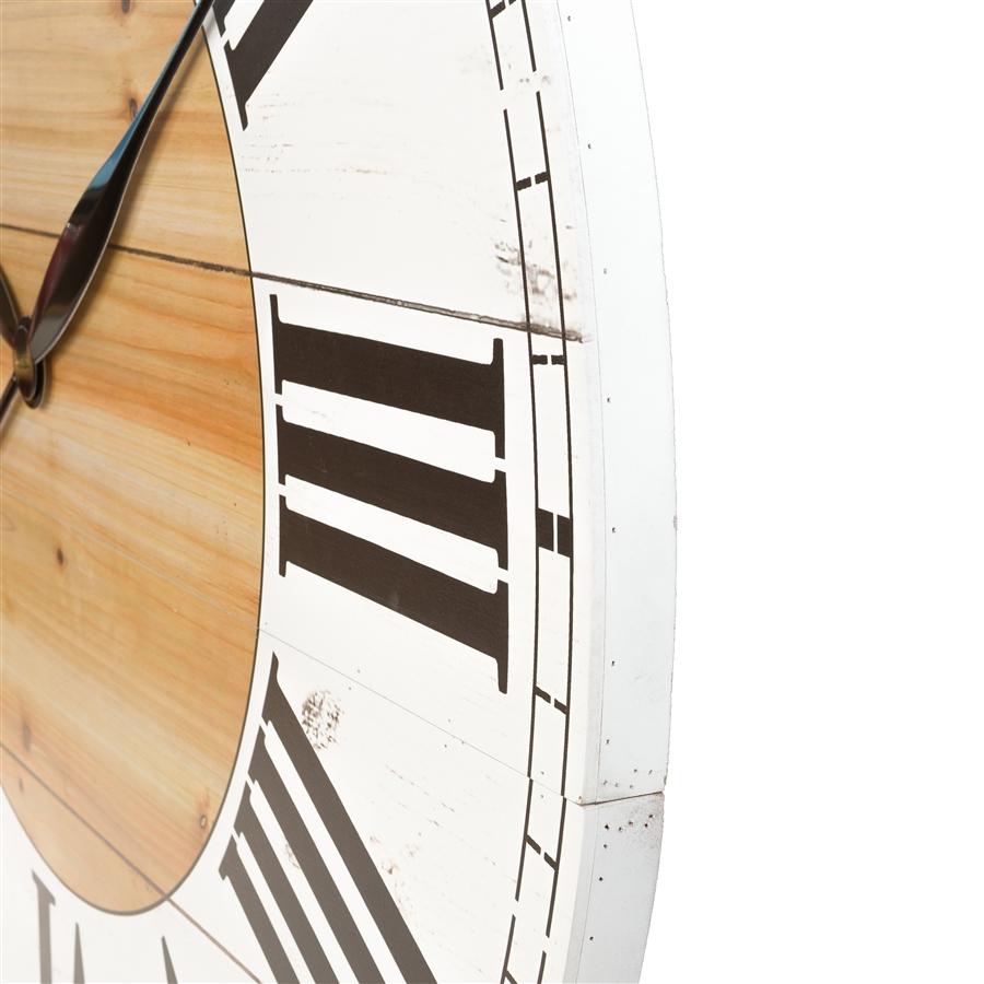 Aspire Home Accents 8248 - Renata Oversize Shiplap Wall Clock - White/Walnut