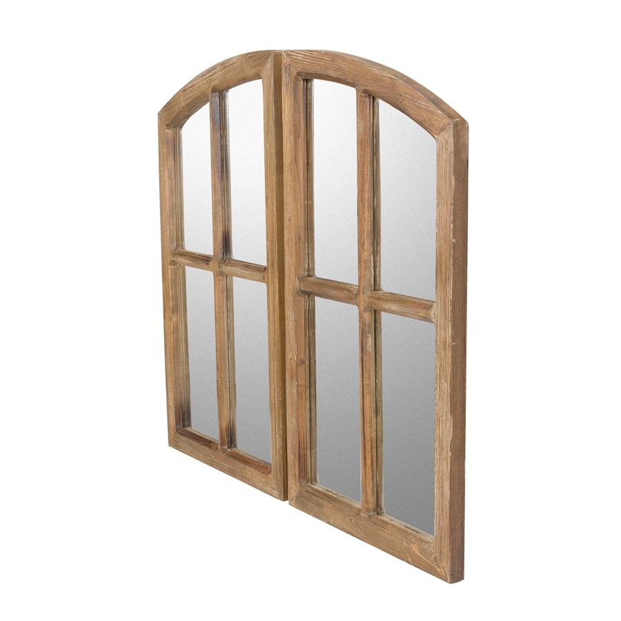 Aspire Home Accents 8293 - Jolene Arch Window Pane Mirrors (Set Of 2) - Walnut 27"H