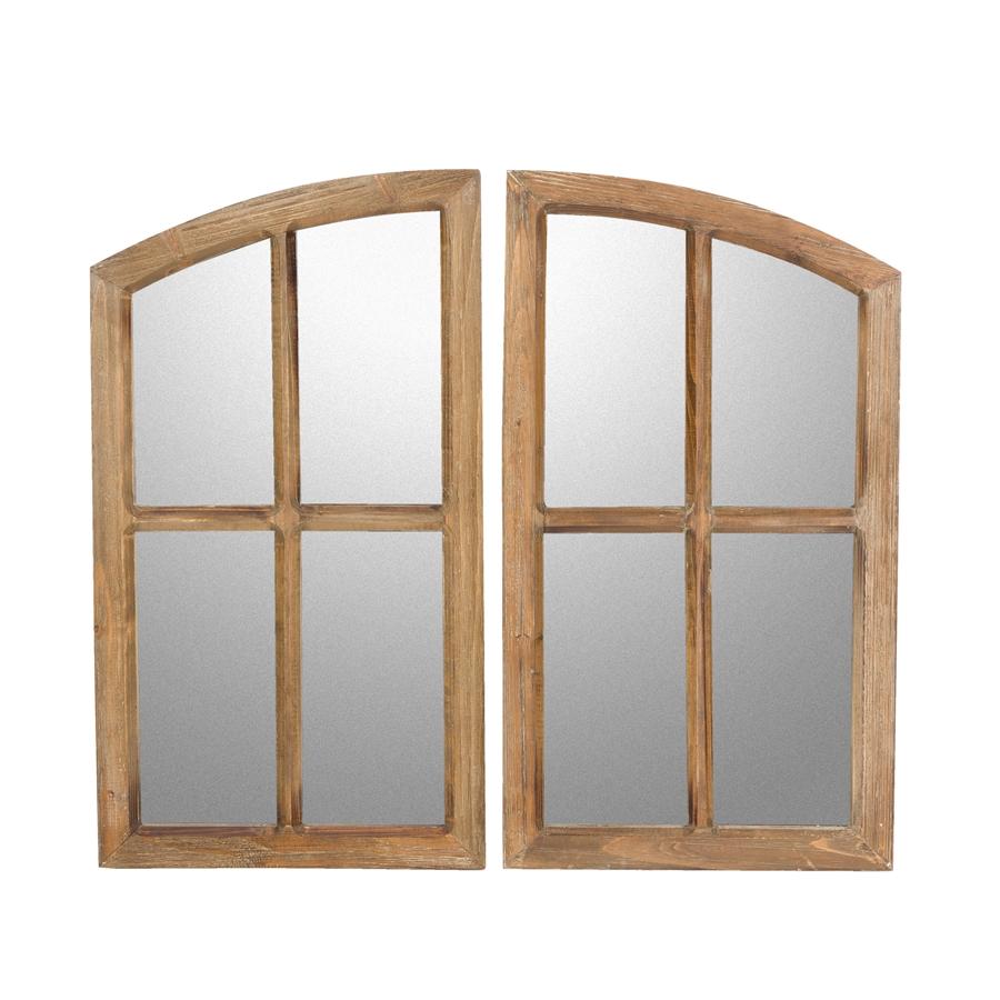 aspire home accents 8293 - Jolene Arch Window Pane Mirrors (Set of 2) - Walnut 27"H