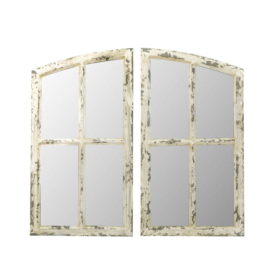 aspire home accents 8309 - Jolene Arch Window Pane Mirrors (Set of 2) - White 33"H