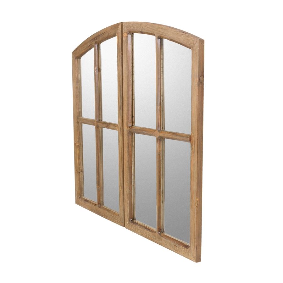 Aspire Home Accents 8316 - Jolene Arch Window Pane Mirrors (Set Of 2) - Walnut 33"H