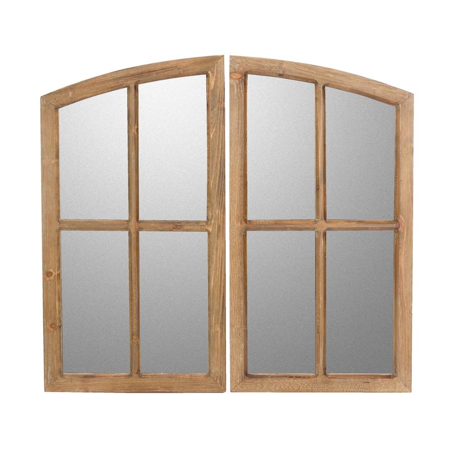 aspire home accents 8316 - Jolene Arch Window Pane Mirrors (Set of 2) - Walnut 33"H