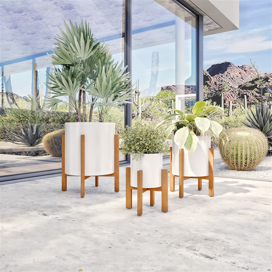 aspire home accents 8330 - Rowan Modern Outdoor Planter - 14" White