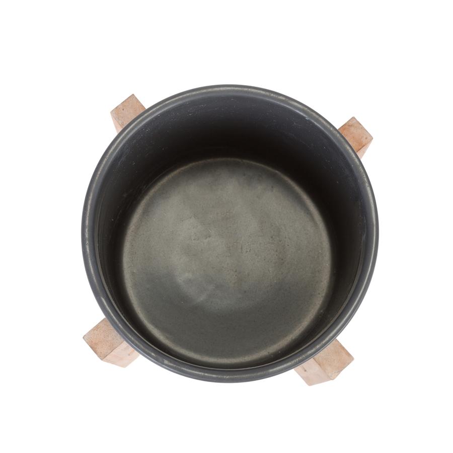 Aspire Home Accents 8453 - Liam Modern Ceramic Planter With Wood Legs