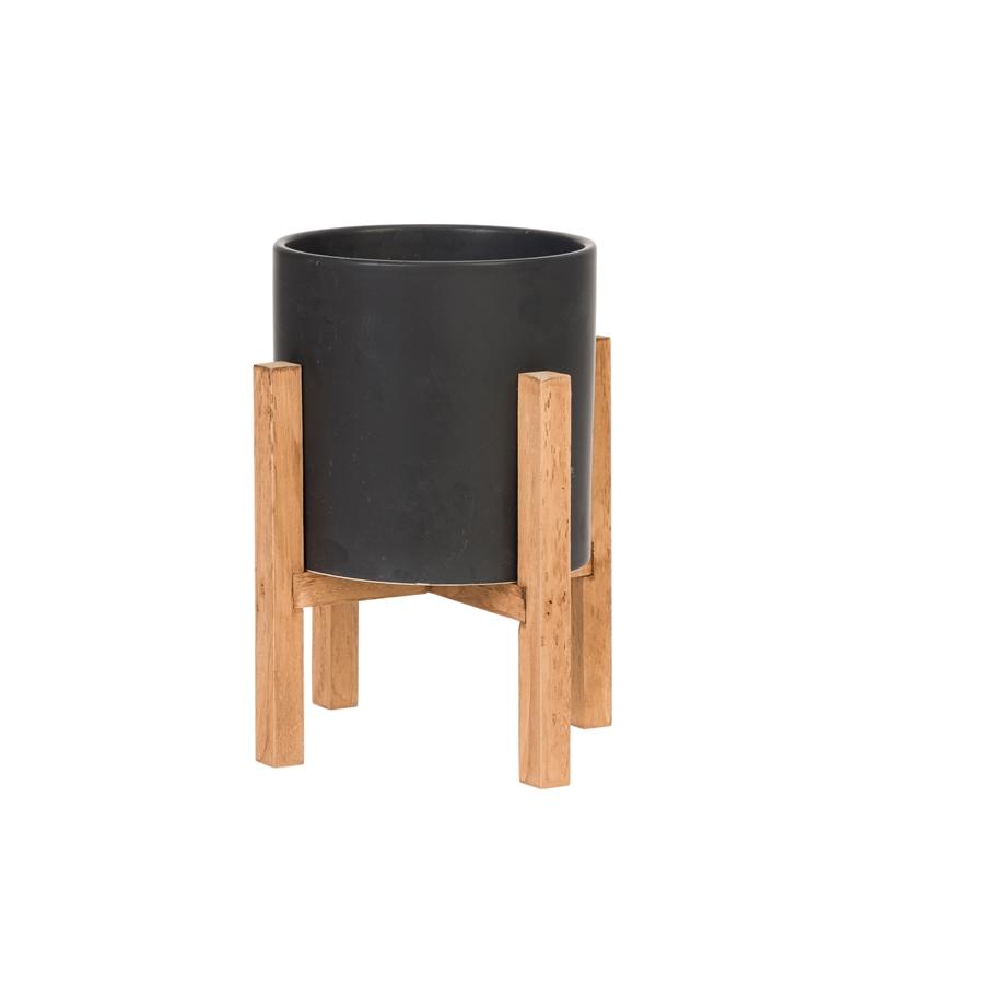 aspire home accents 8453 - Liam Modern Ceramic Planter with Wood Legs