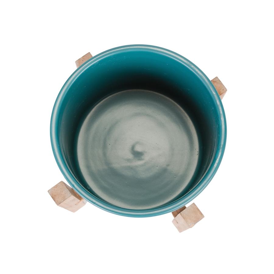 Aspire Home Accents 8477 - Liam Modern Ceramic Planter With Wood Legs