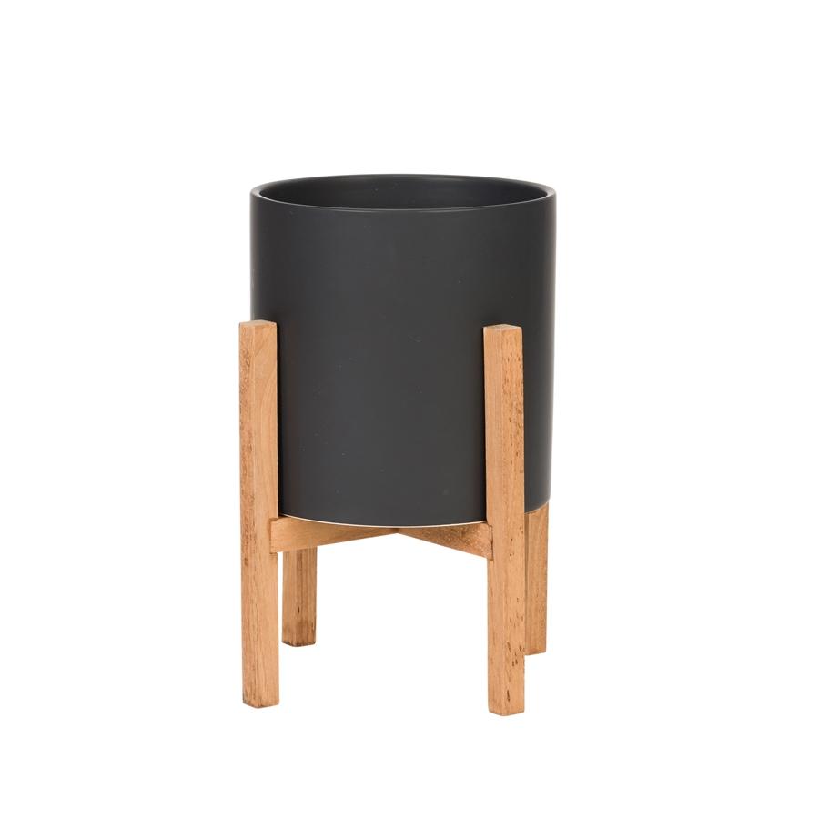 aspire home accents 8507 - Liam Modern Ceramic Planter with Wood Legs