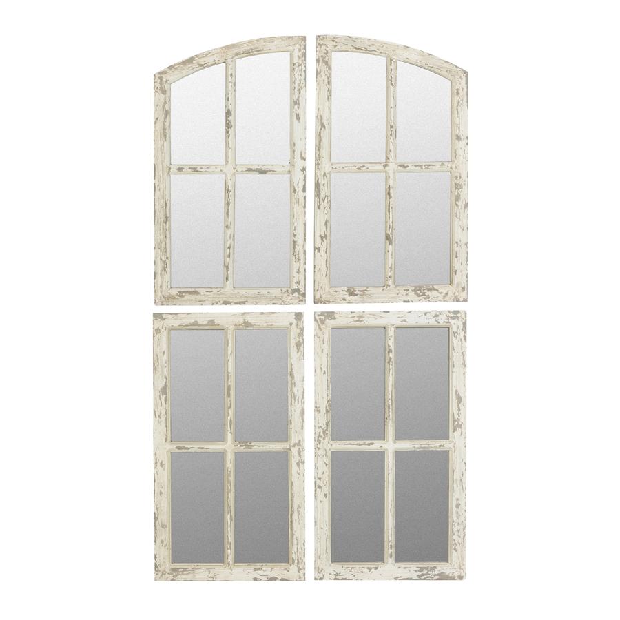 Aspire Home Accents 8637 - Raelynn Arch Window Pane Mirrors (Set Of 4) - White 27"H