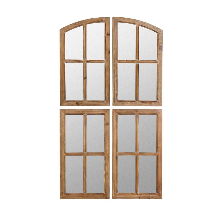Aspire Home Accents 8644 - Raelynn Arch Window Pane Mirrors (Set Of 4) - Walnut 27"H