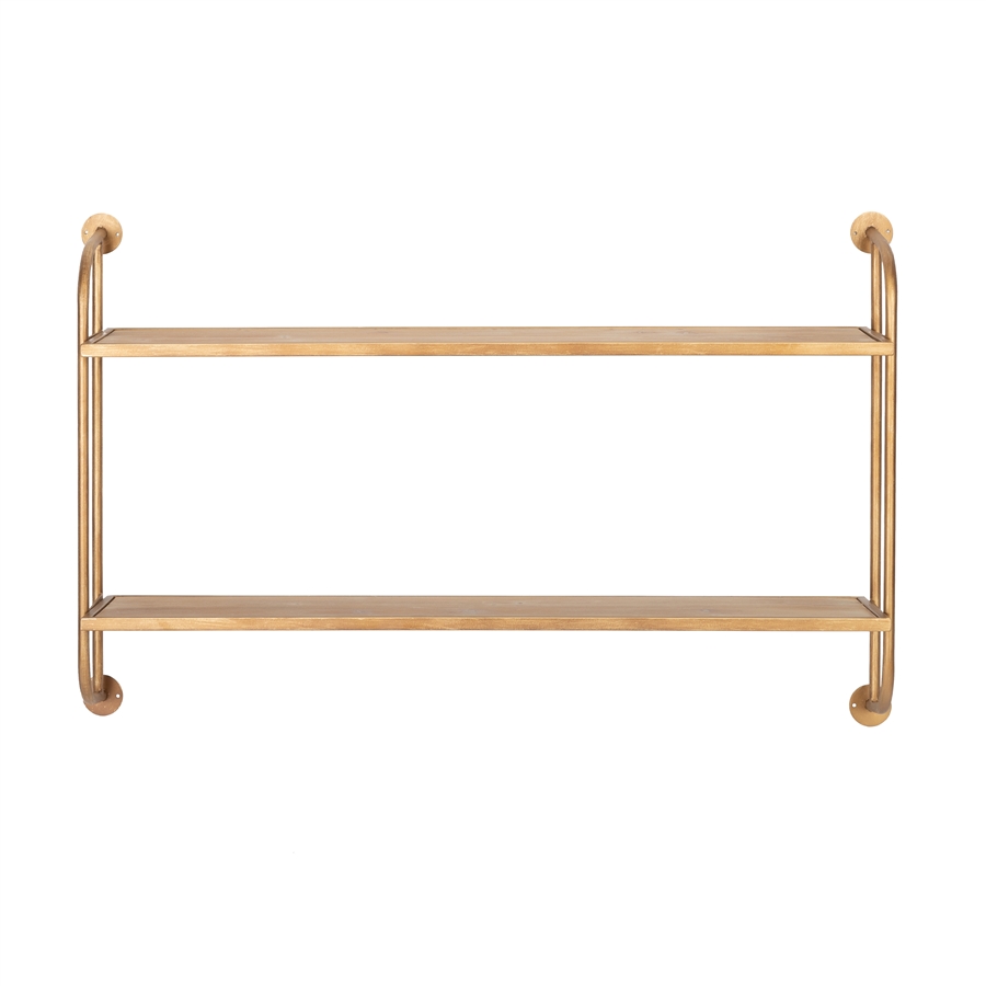 aspire home accents 8736 - Emery Wall Shelf - 2 Shelf 38" Gold