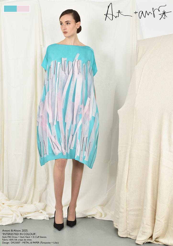 Antoni & Alison METAL & PAPER Dress (Turquoise & Lilac)