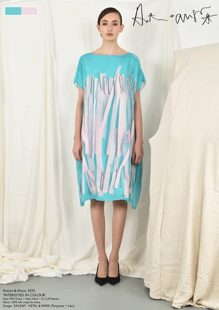 antoni & alison METAL & PAPER Dress (Turquoise & Lilac)