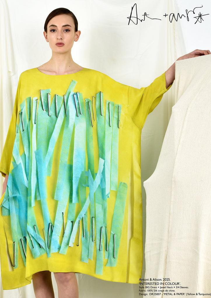 Antoni & Alison METAL & PAPER Dress (Yellow & Turquoise)