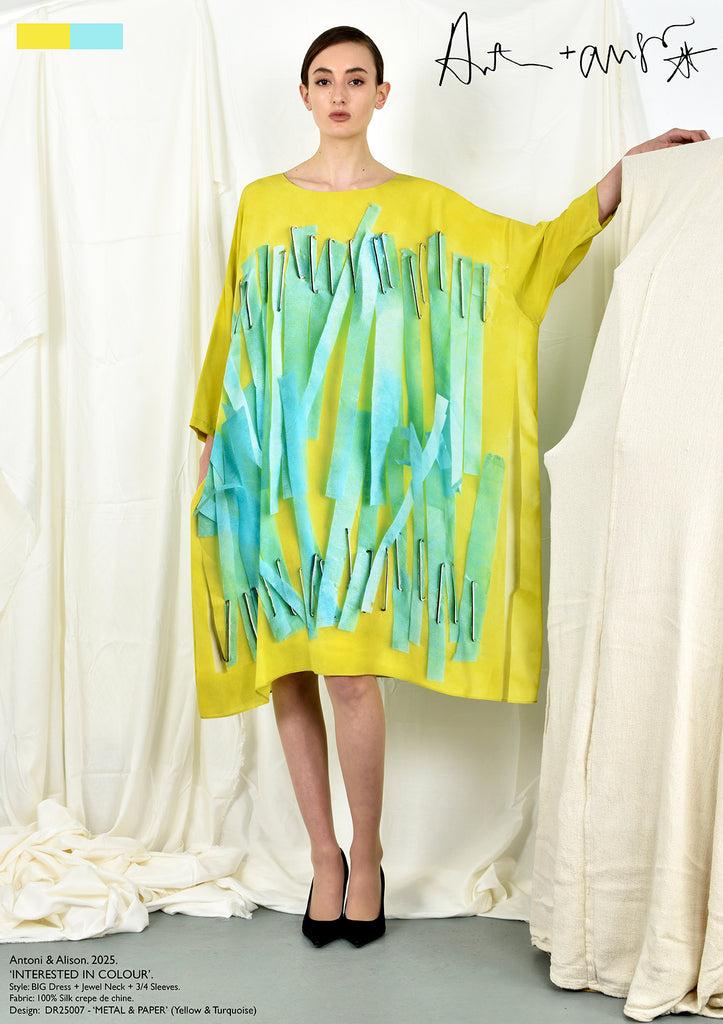 Antoni & Alison METAL & PAPER Dress (Yellow & Turquoise)