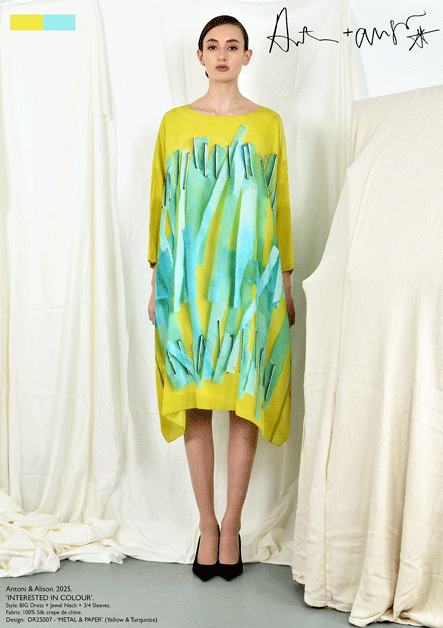 antoni & alison METAL & PAPER Dress (Yellow & Turquoise)