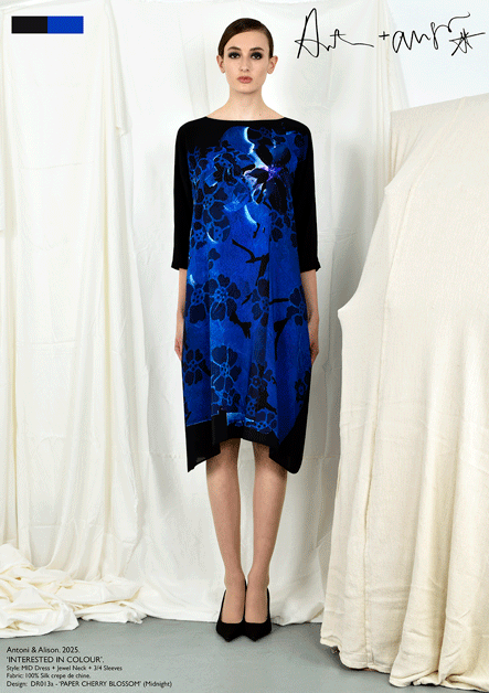 antoni & alison PAPER CHERRY BLOSSOM Dress (Midnight)