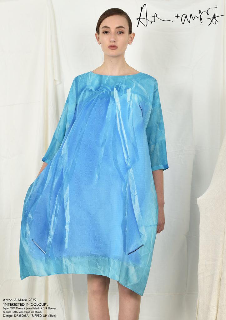 Antoni & Alison RIPPED UP Dress (Blue)