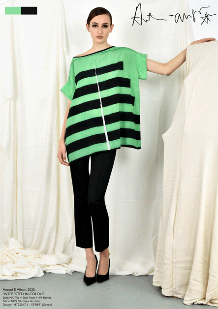 antoni & alison STRIPES (Green) Top