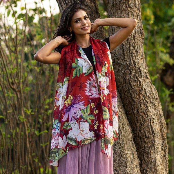 anuschka Printed Chiffon Scarf - 3300