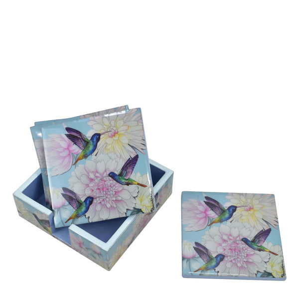 Anuschka Set Of 4 Wooden Printed Square Coasters - 25000