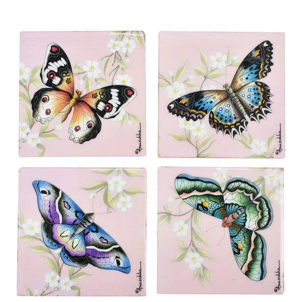 Anuschka Set Of 4 Wooden Printed Square Coasters - 25000